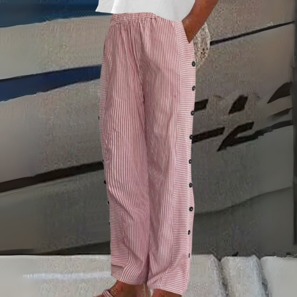 Asah™|Seabreeze Stripe Button Trousers
