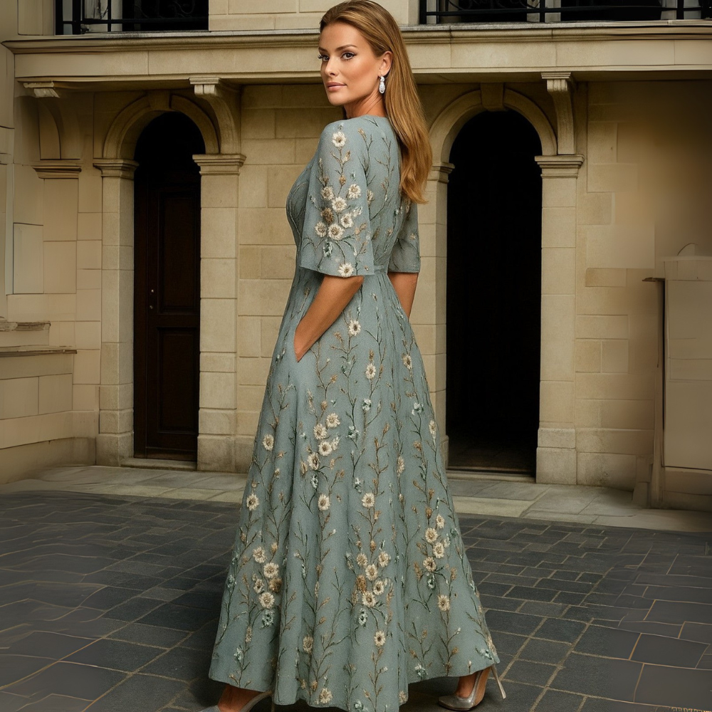 Haven™|Elegant V-Neck Belted Boho Dress