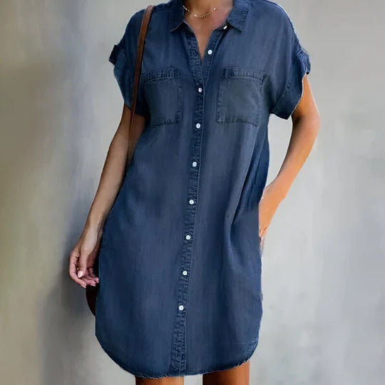 Everly™|Denim Dress with Belly Coverage