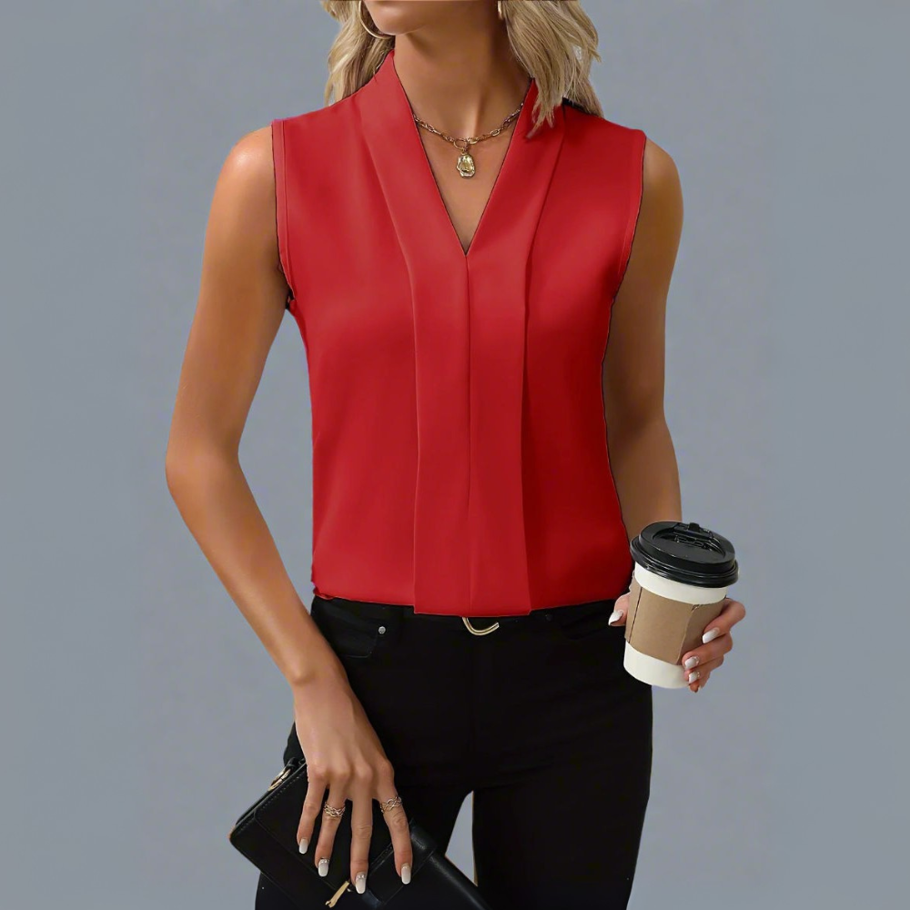 Eliana™|Sleeveless V-Neck Blouse