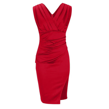 Inez™|Fitted Dress with V-Neckline and Slit