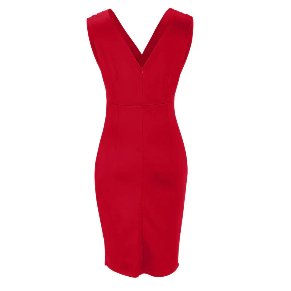 Inez™|Fitted Dress with V-Neckline and Slit