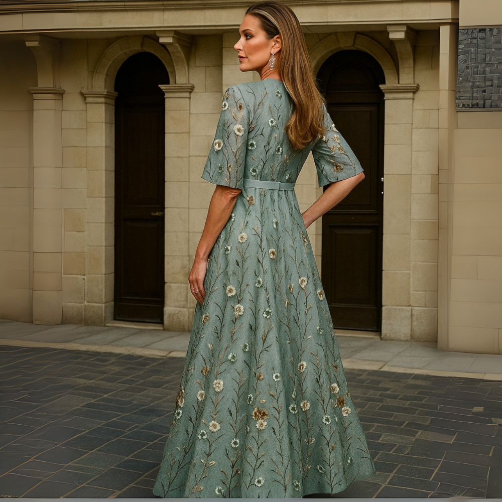 Haven™|Elegant V-Neck Belted Boho Dress