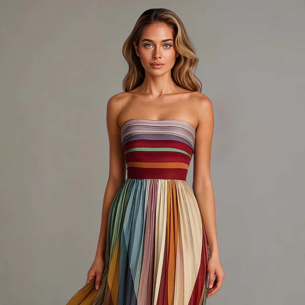 Olivia™|Colorful strapless dress