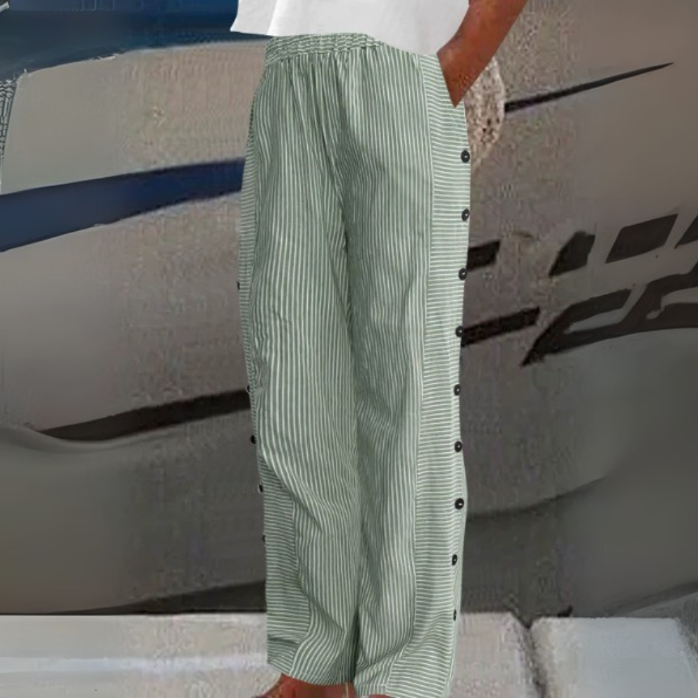 Asah™|Seabreeze Stripe Button Trousers