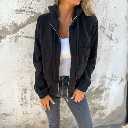 Ruby™|Corduroy hooded jacket with zipper
