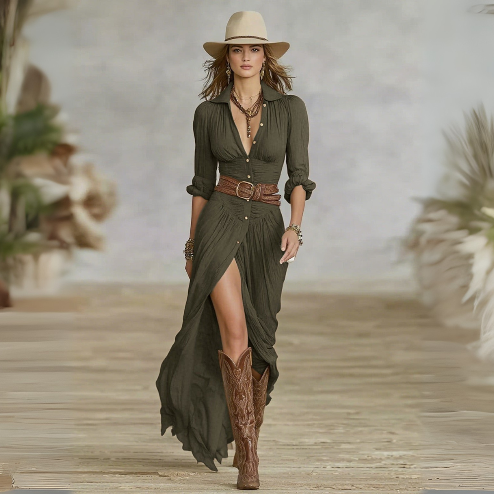 Alessia™|Long Belted Dress