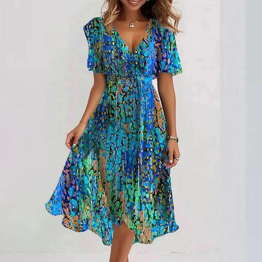 Sadie™|Elegant dress with short sleeves