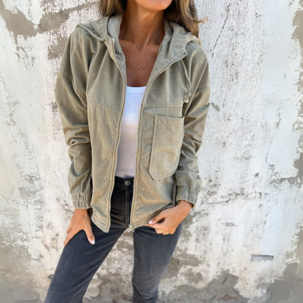 Ruby™|Corduroy hooded jacket with zipper