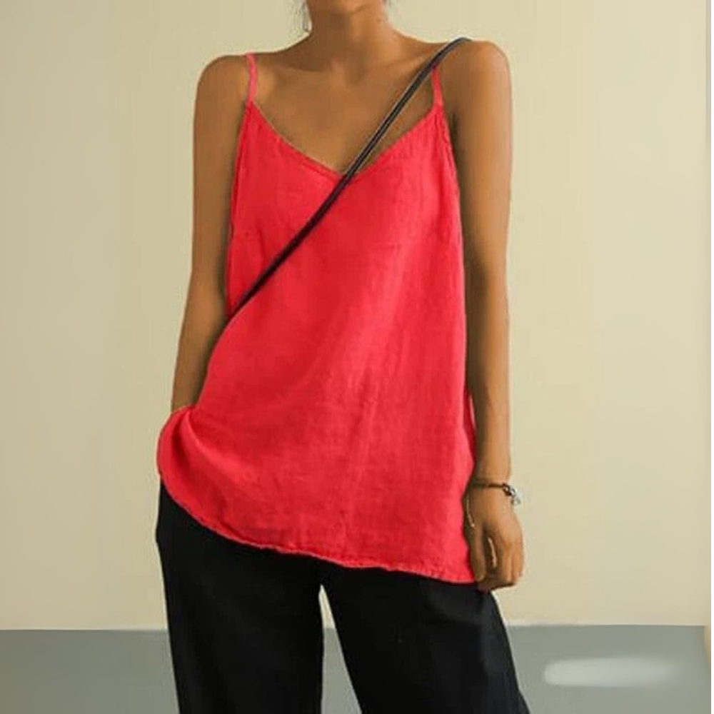 Tessa™|Spaghetti Strap Linen Top