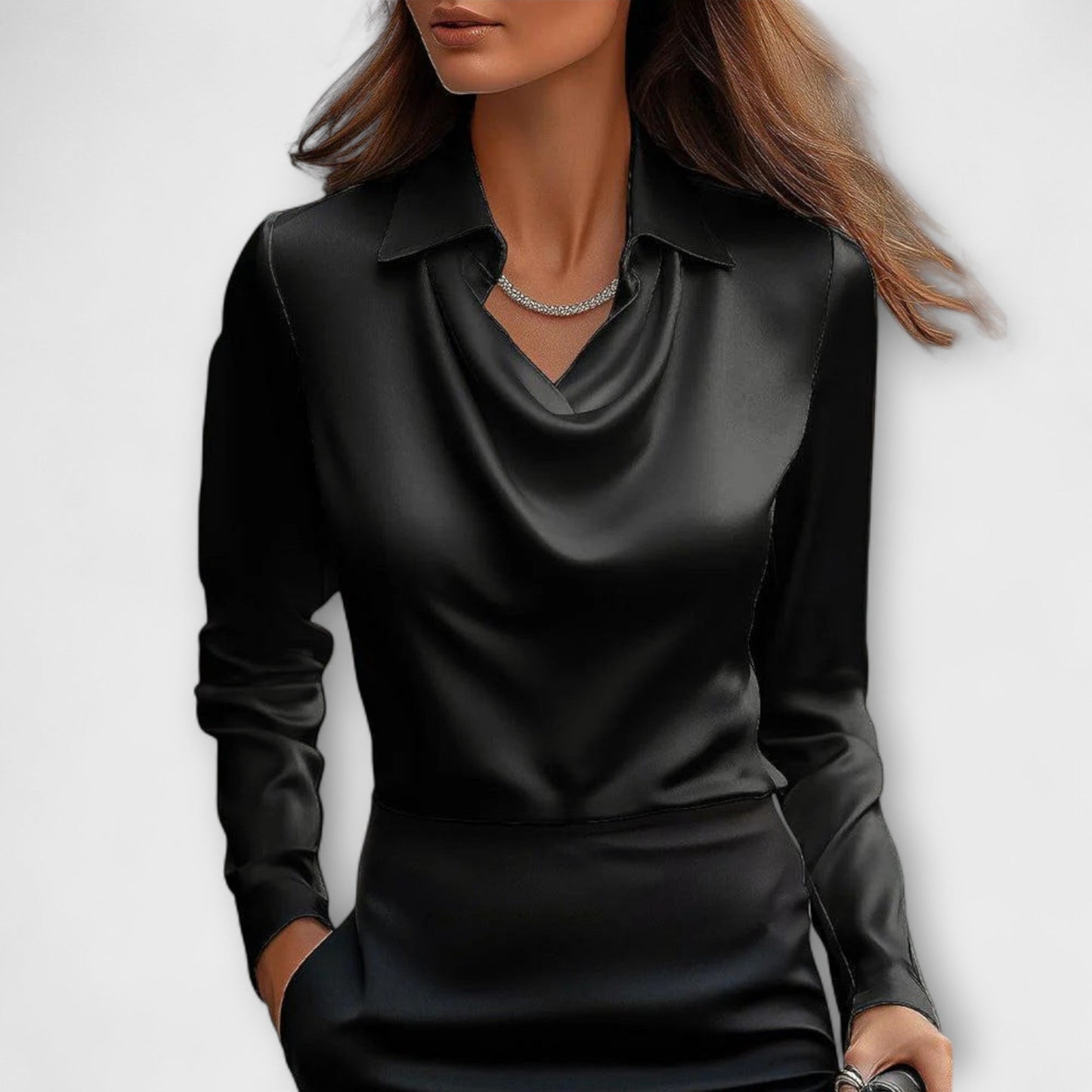 Maeve™|Shiny Blouse with Ruffled Collar