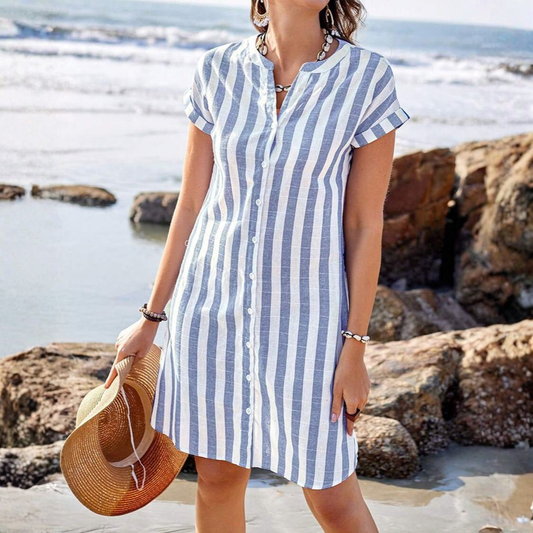 Yara™| Elegant Striped Shirt Dress