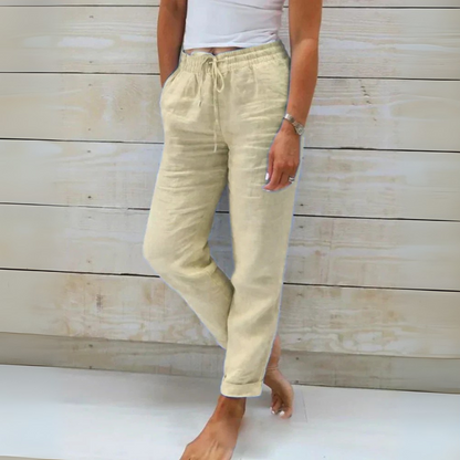 Nia™|Linen Blend Stretch Pants