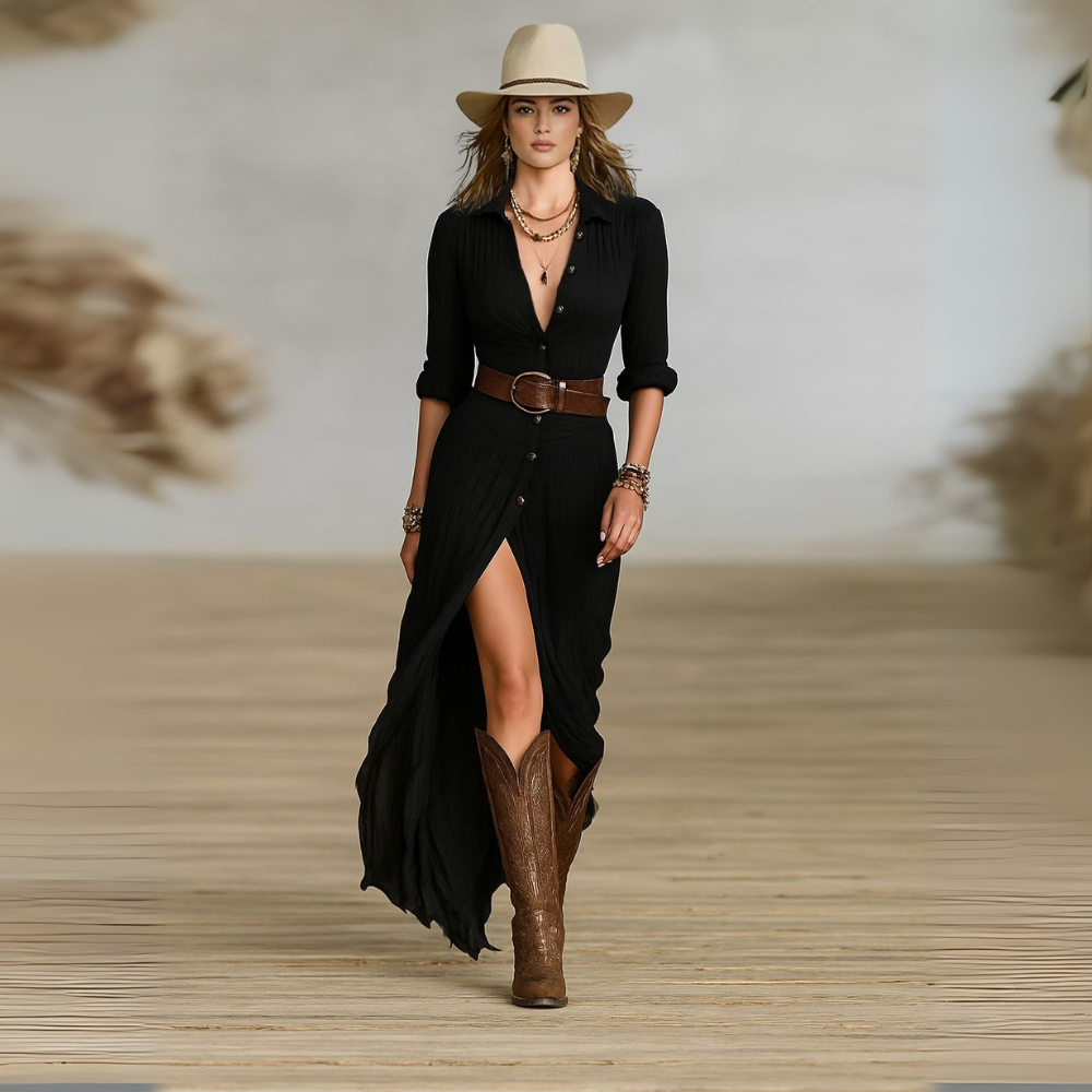 Alessia™|Long Belted Dress