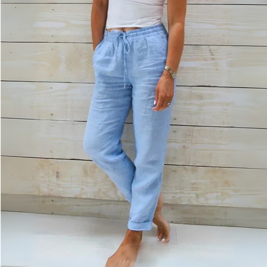 Nia™|Linen Blend Stretch Pants