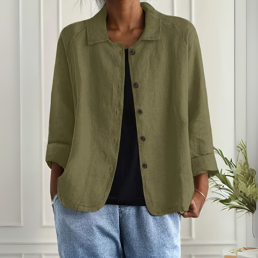 Adeline™|Light Shirt Jacket In A Linen Blend