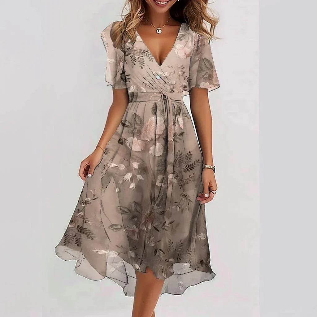 Sadie™|Elegant dress with short sleeves