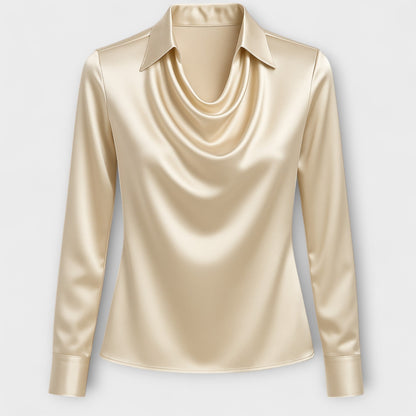 Maeve™|Shiny Blouse with Ruffled Collar