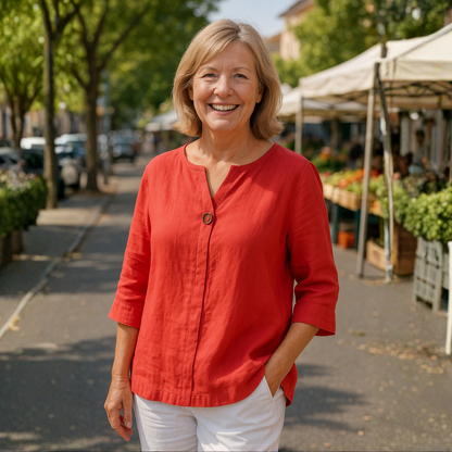 Alexis™|Flattering Linen Blouse