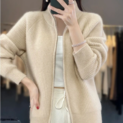 Celine™|Pure Wool Zipper Cardigan