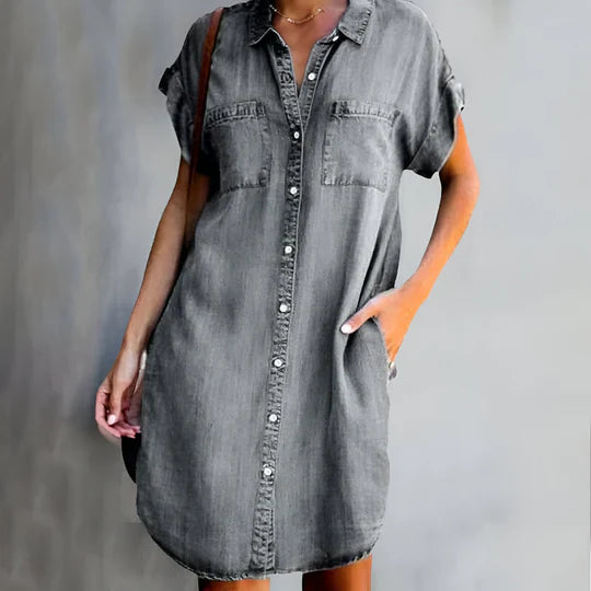 Everly™|Denim Dress with Belly Coverage