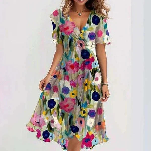 Sadie™|Elegant dress with short sleeves