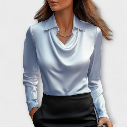 Maeve™|Shiny Blouse with Ruffled Collar