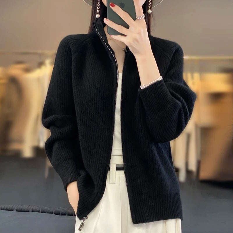 Celine™|Pure Wool Zipper Cardigan