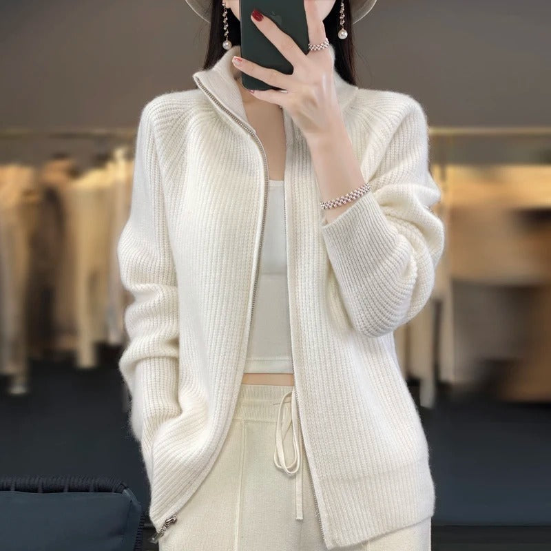 Celine™|Pure Wool Zipper Cardigan