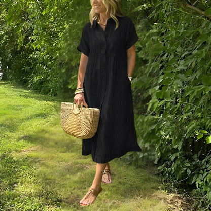 Delilah™|Flattering striped shirtdress